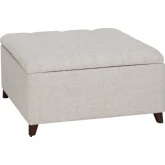 Madeleine Square Storage Ottman in Tufted Natural Beige Fabric