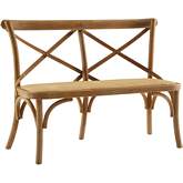 Conelly Dining Bench in Brown Bentwood & Rattan