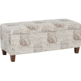 Carmen Storage Ottoman in Sea Swirl Print Brown & Black Fabric