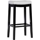 Claridge Bar Stool in Gray Leatherette & Black Wood