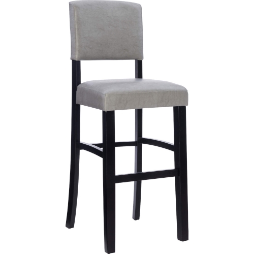 Monaco Bar Stool in Dove Gray Leatherette & Black Wood