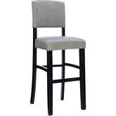 Monaco Bar Stool in Dove Gray Leatherette & Black Wood