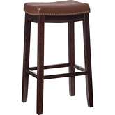 Claridge Bar Stool in Cognac Leatherette & Brown Wood
