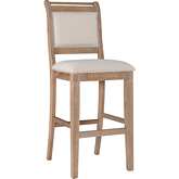 Emmy 30" Bar Stool in Natural Fabric & Washed Wood