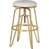 Tatum Adjustable Stool in Gold & White Leatherette