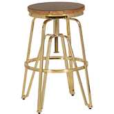 Tatum Adjustable Stool in Gold & Wood