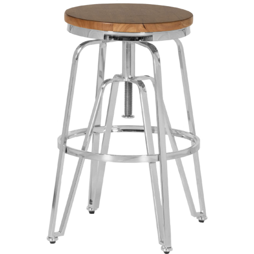 Tatum Adjustable Stool in Silver & Wood