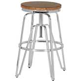 Tatum Adjustable Stool in Silver & Wood