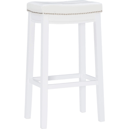 Claridge Bar Stool in White Leatherette & White Wood