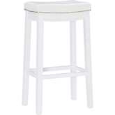 Claridge Bar Stool in White Leatherette & White Wood