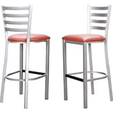 Baxter Bar Stool in Silver Steel & Rust Leatherette (Set of 2)