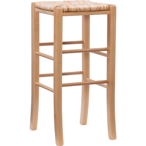 Gianna Backless Bar Stool in Natural Finish Wood & Rush (Set of 2)