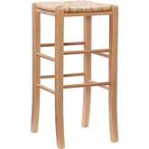 Gianna Backless Bar Stool in Natural Finish Wood & Rush (Set of 2)