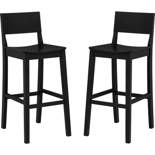 Devin Bar Stool in Black Finish Wood (Set of 2)
