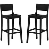 Devin Bar Stool in Black Finish Wood (Set of 2)