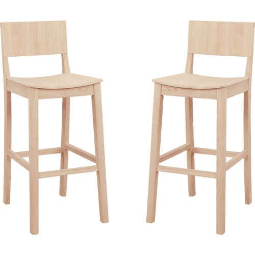 Devin Bar Stool in Unfinished Wood (Set of 2)