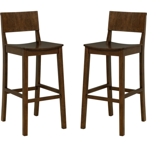 Devin Bar Stool in Walnut Brown Finish Wood (Set of 2)