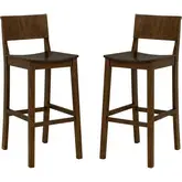 Devin Bar Stool in Walnut Brown Finish Wood (Set of 2)