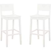 Devin Bar Stool in White Finish Wood (Set of 2)