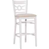 Teresa Bar Stool in White Wood & Beige Fabric (Set of 2)