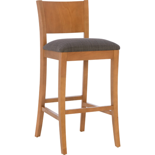 Talabis Bar Stool in Wood & Charcoal Grey Fabric (Set of 2)