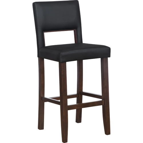 Vega Bar Stool in Espresso Wood & Black Vegan Leather