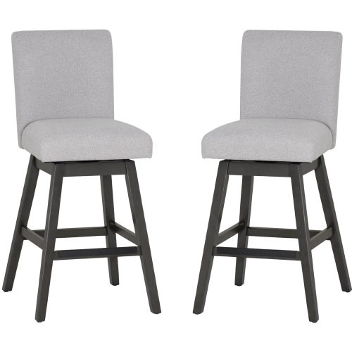 Cyrus Swivel Bar Stool in Grey Wood & Grey Fabric (Set of 2)