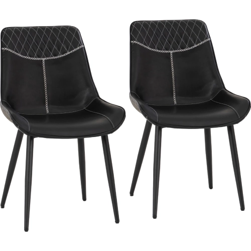 Elder Dining Chair in Black Metal & Black Vegan Leather (Set of 2)