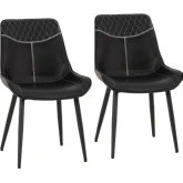 Elder Dining Chair in Black Metal & Black Vegan Leather (Set of 2)