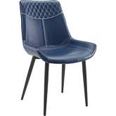 Edler Dining Chair in Blue Leatherette & Black Metal (Set of 2)