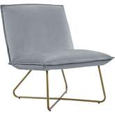 Kelvin Accent Chair in Light Gray Velvet & Gold
