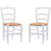 Carmelo Dining Chair in White Finish Wood & Rush (Set of 2)