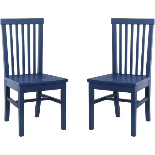 Percival Dining Chair in Navy Blue Wood (Set of 2)