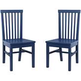 Percival Dining Chair in Navy Blue Wood (Set of 2)