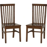 Percival Dining Chair in Gloss Walnut Finish Wood (Set of 2)
