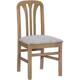 Pamela Dining Chair in Natural Wood & Grey Blue Fabric (Set of 2)