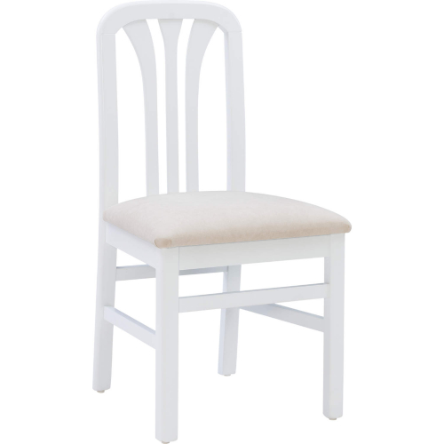 Pamela Dining Chair in White Wood & Neutral Fabric (Set of 2)