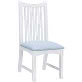 Bonnie Dining Chair in White Wood & Light Blue Leatherette (Set of 2)