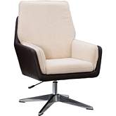 Marion Swivel Accent Chair in Brown Eco Leather & Beige Faux Sherpa
