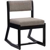 Callum 2 Position Sled Base Accent Chair in Black Wood & Stone Fabric