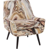 Trelis Accent Chair in Multicolor Agate Pattern & Espresso Brown Wood