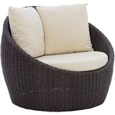 Rowan Outdoor Snuggle Accent Chair in Brown PE Wicker & Off White Fabric