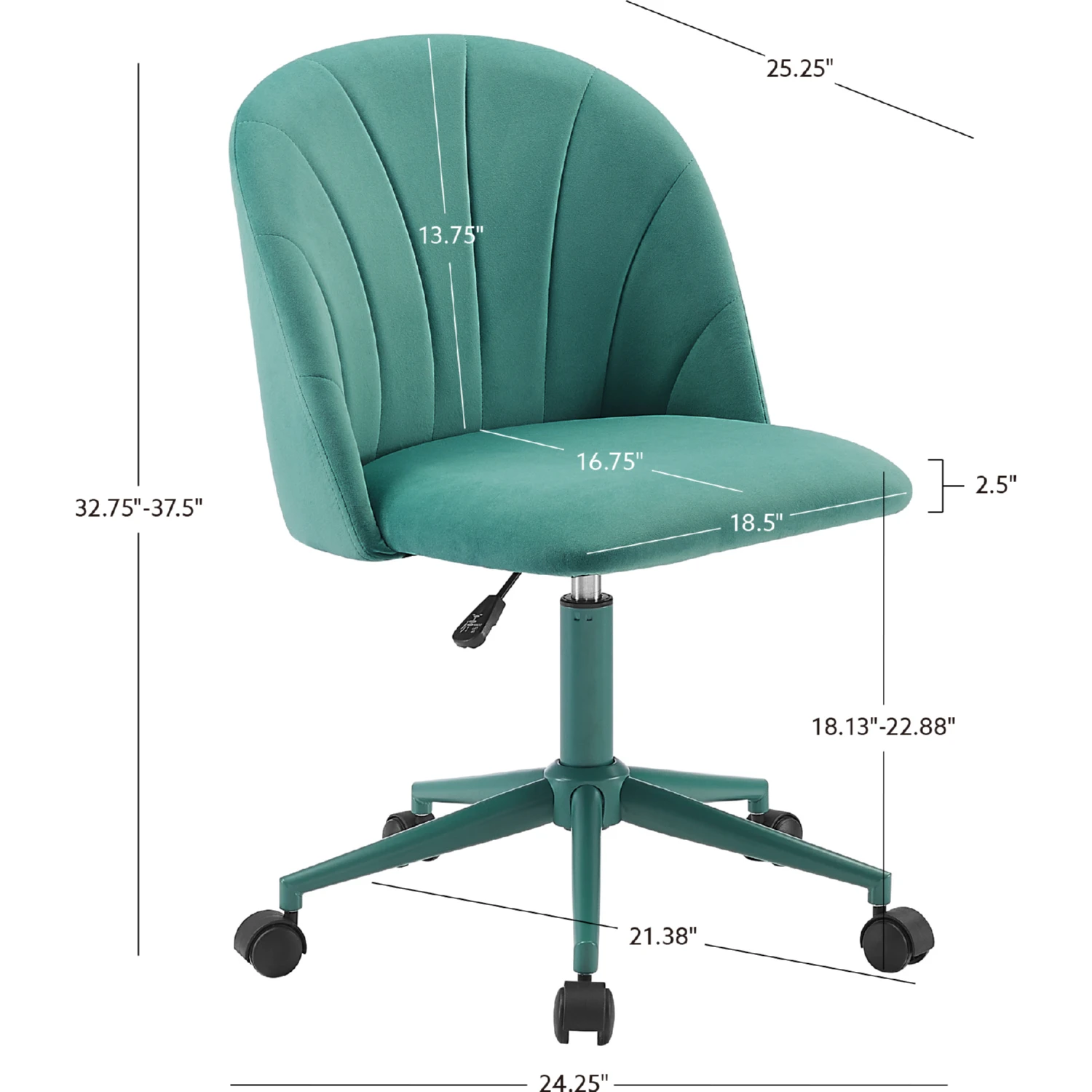 Linon CH301AQUA01U Adalynn Office Chair in Channel Stitched Aqua Linon CH301AQUA01U Adalynn Office Chair in Channel Stitched Aqua
