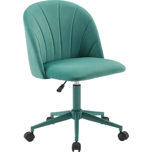 Adalynn Office Chair in Channel Stitched Aqua Green Velvet & Steel