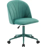 Adalynn Office Chair in Channel Stitched Aqua Green Velvet & Steel