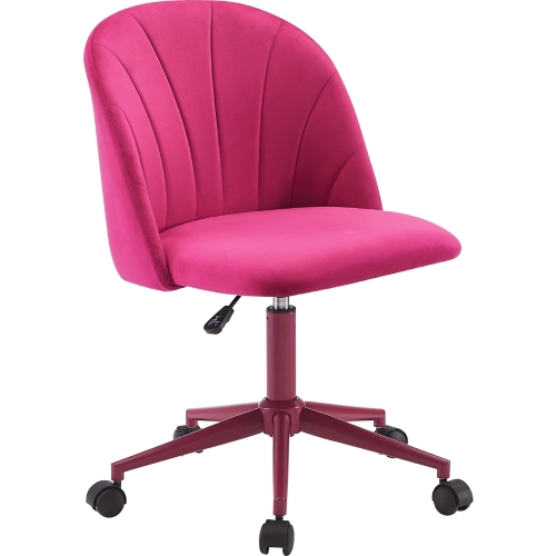Adalynn Office Chair in Channel Stitched Hot Pink Velvet & Steel