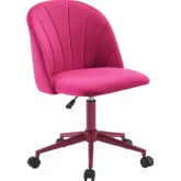Adalynn Office Chair in Channel Stitched Hot Pink Velvet & Steel