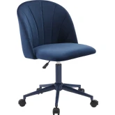Adalynn Office Chair in Channel Stitched Navy Blue Velvet & Steel