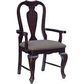 Verica Dining Arm Chair in Brown Wood & Charcoal Fabric