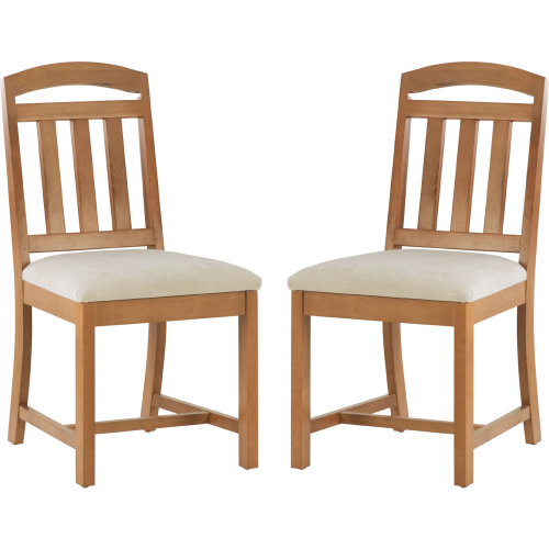 Wilmer Dining Chair in Brown Wood & Beige Microfiber Suede (Set of 2)